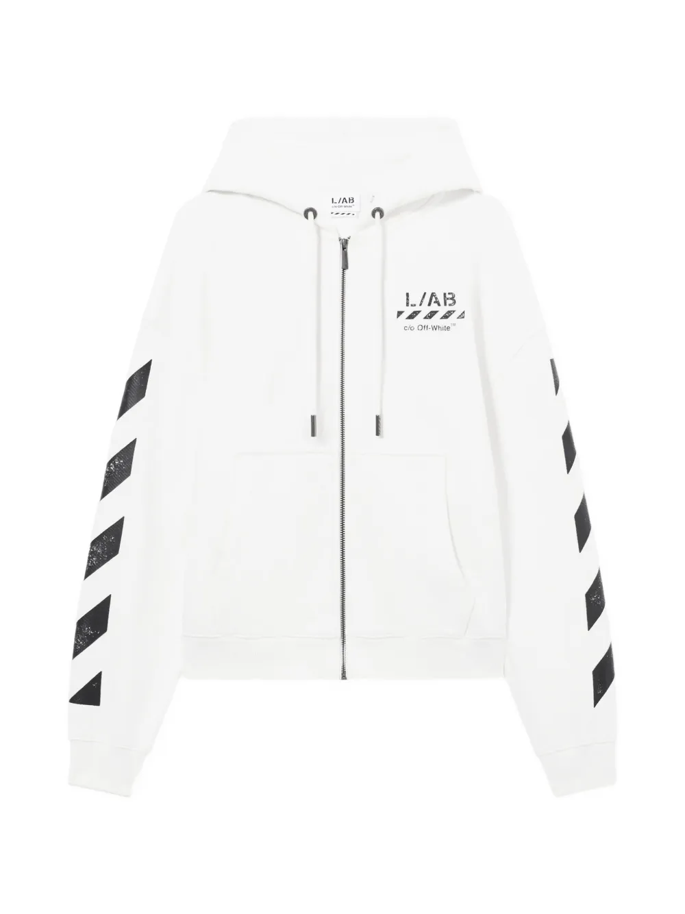 L/ab c/o Off-White Diagonal-print zip-up hoodie