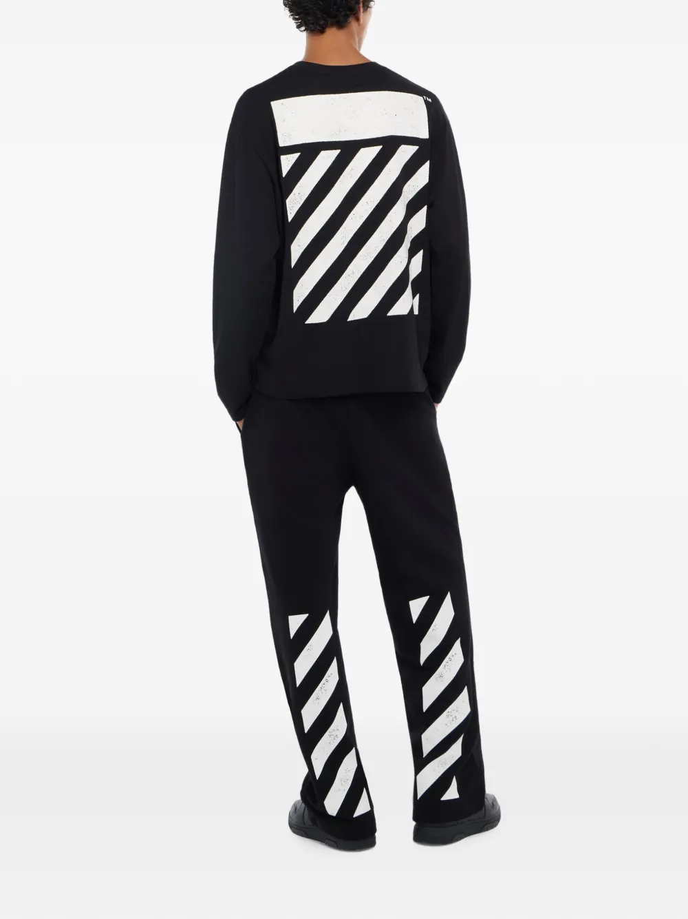 L ab c o Off-White x L AB Diagonal T-shirt met lange mouwen Zwart