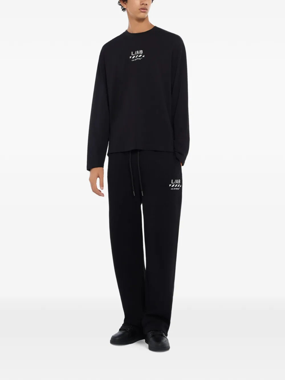L ab c o Off-White x L AB Diagonal T-shirt met lange mouwen Zwart