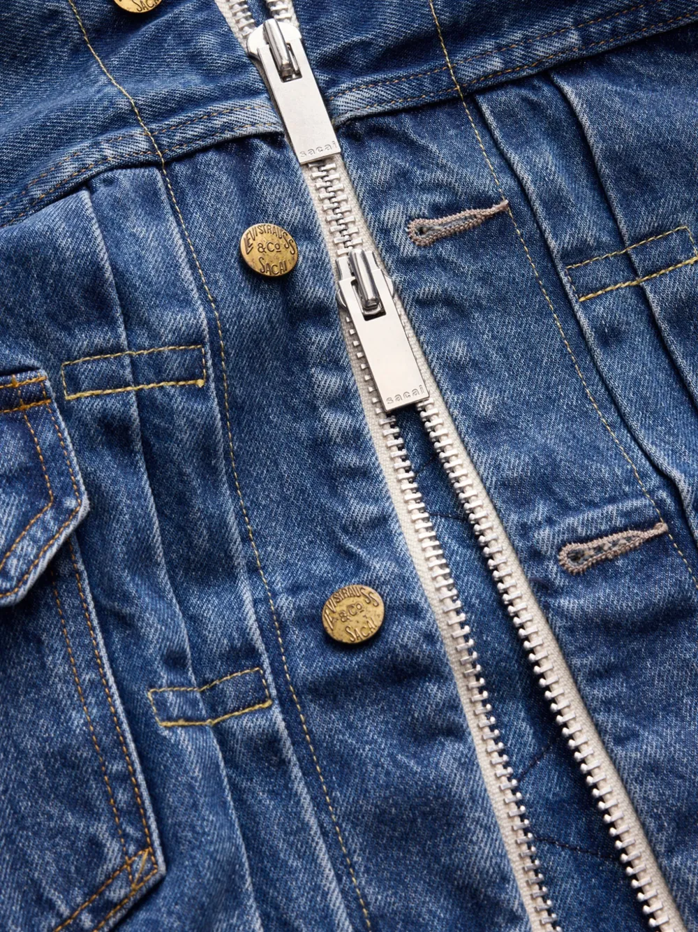 sacai x Levi's panelled denim jacket Blauw