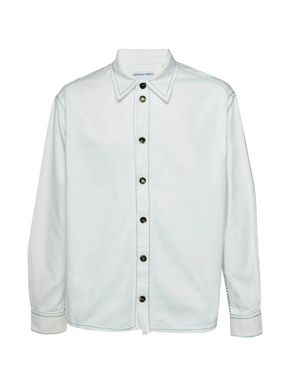 Bottega Veneta Pre-Owned chemise en jean à coutures contrastantes - Blanc Bottega Veneta Pre-Owned chemise en jean à coutures contrastantes - Blanc