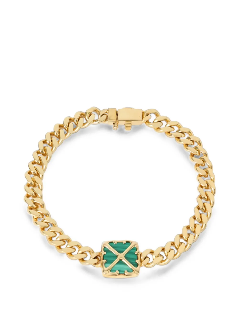 Off-White Arrow malachite curb-chain bracelet - Oro
