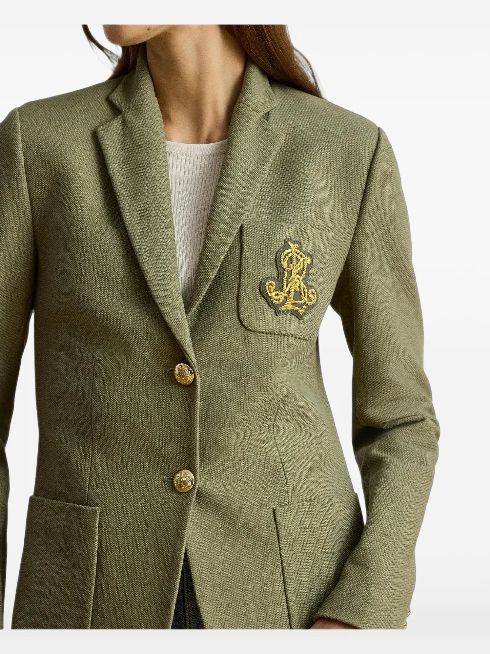 Lauren Ralph Lauren Blazer met logo-patch en jacquard Groen
