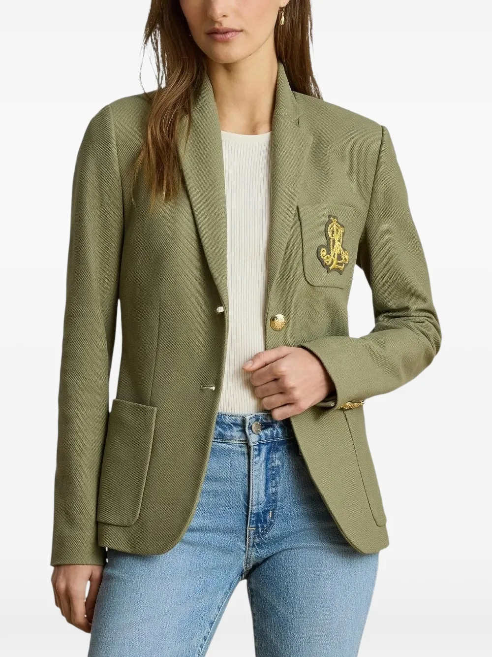 Lauren Ralph Lauren Blazer met logo-patch en jacquard Groen