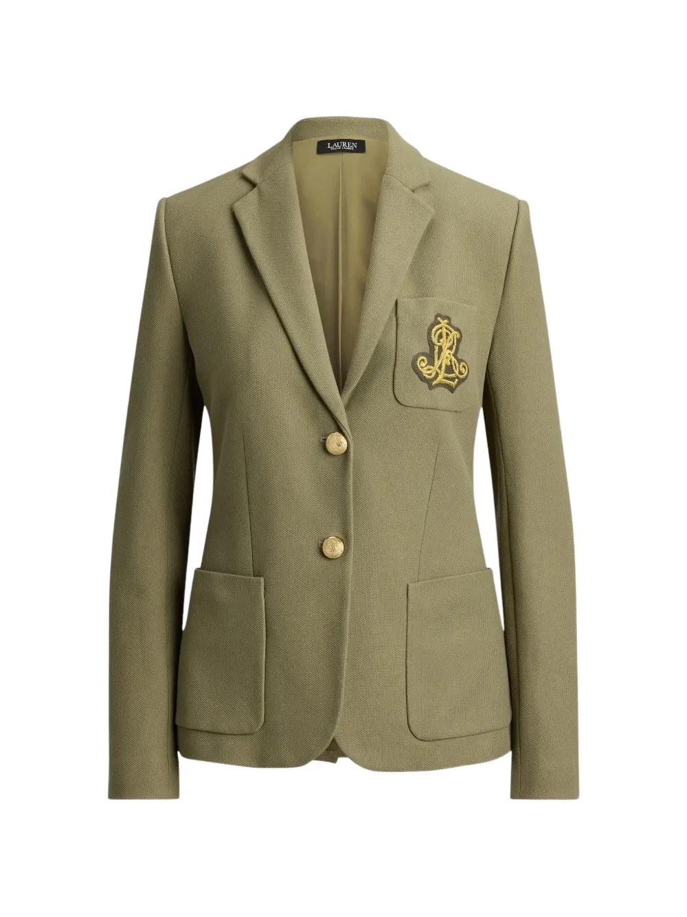 Lauren Ralph Lauren logo-patch jacquard blazer - Grün