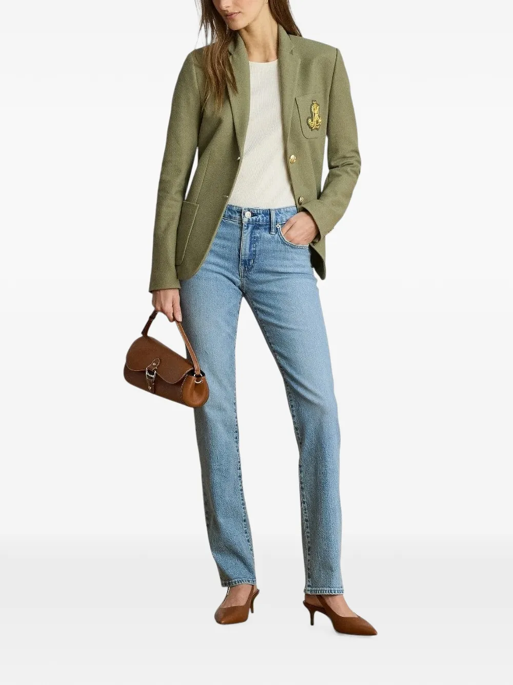 Lauren Ralph Lauren Blazer met logo-patch en jacquard Groen