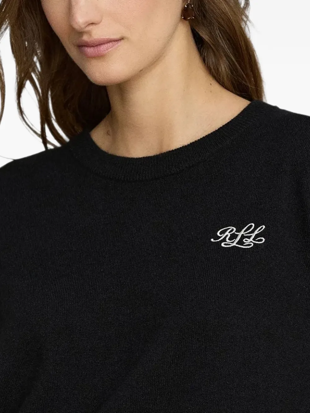 Lauren Ralph Lauren Kasjmier trui met geborduurd logo Zwart