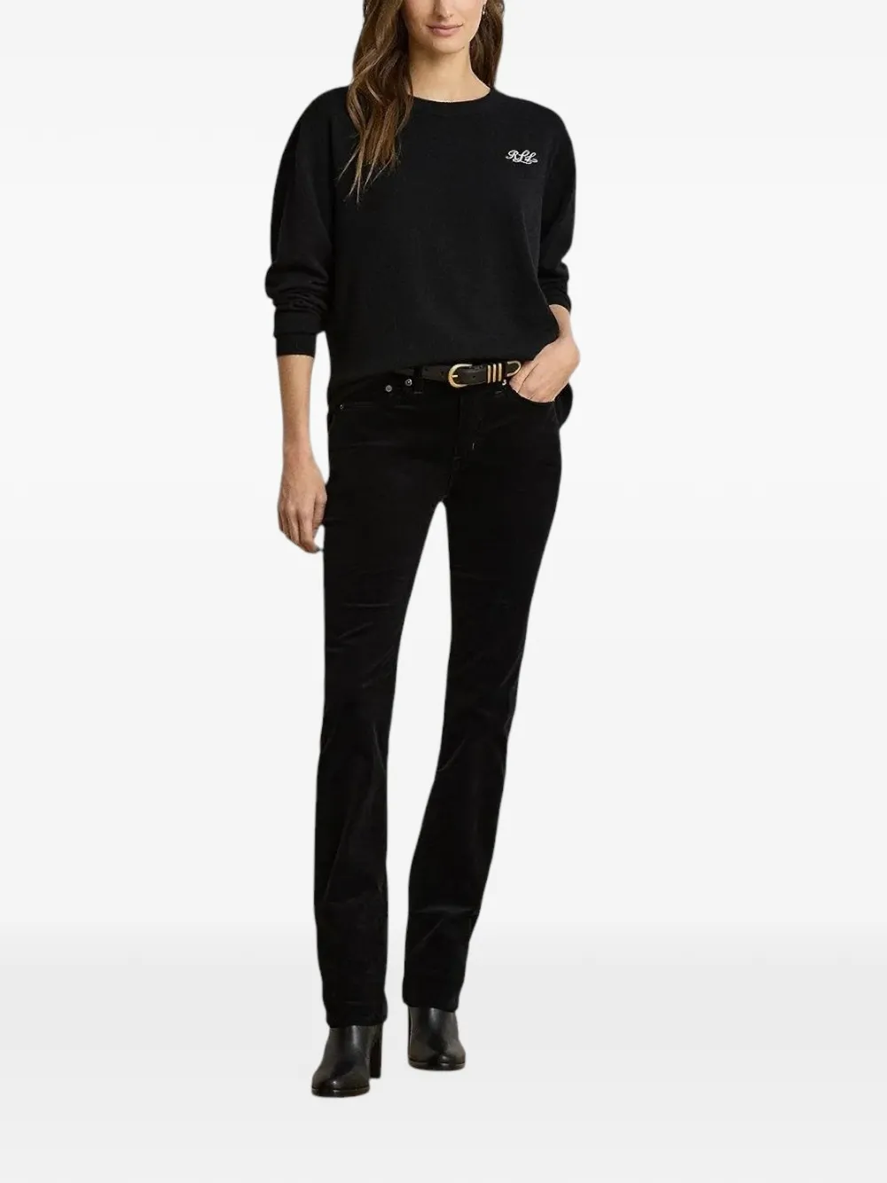 Lauren Ralph Lauren Kasjmier trui met geborduurd logo Zwart