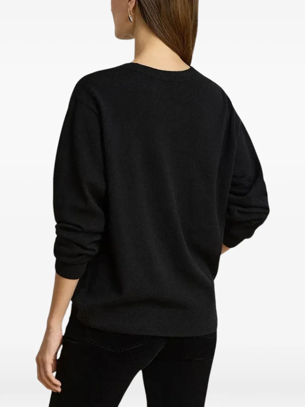 Lauren Ralph Lauren Kasjmier trui met geborduurd logo Zwart