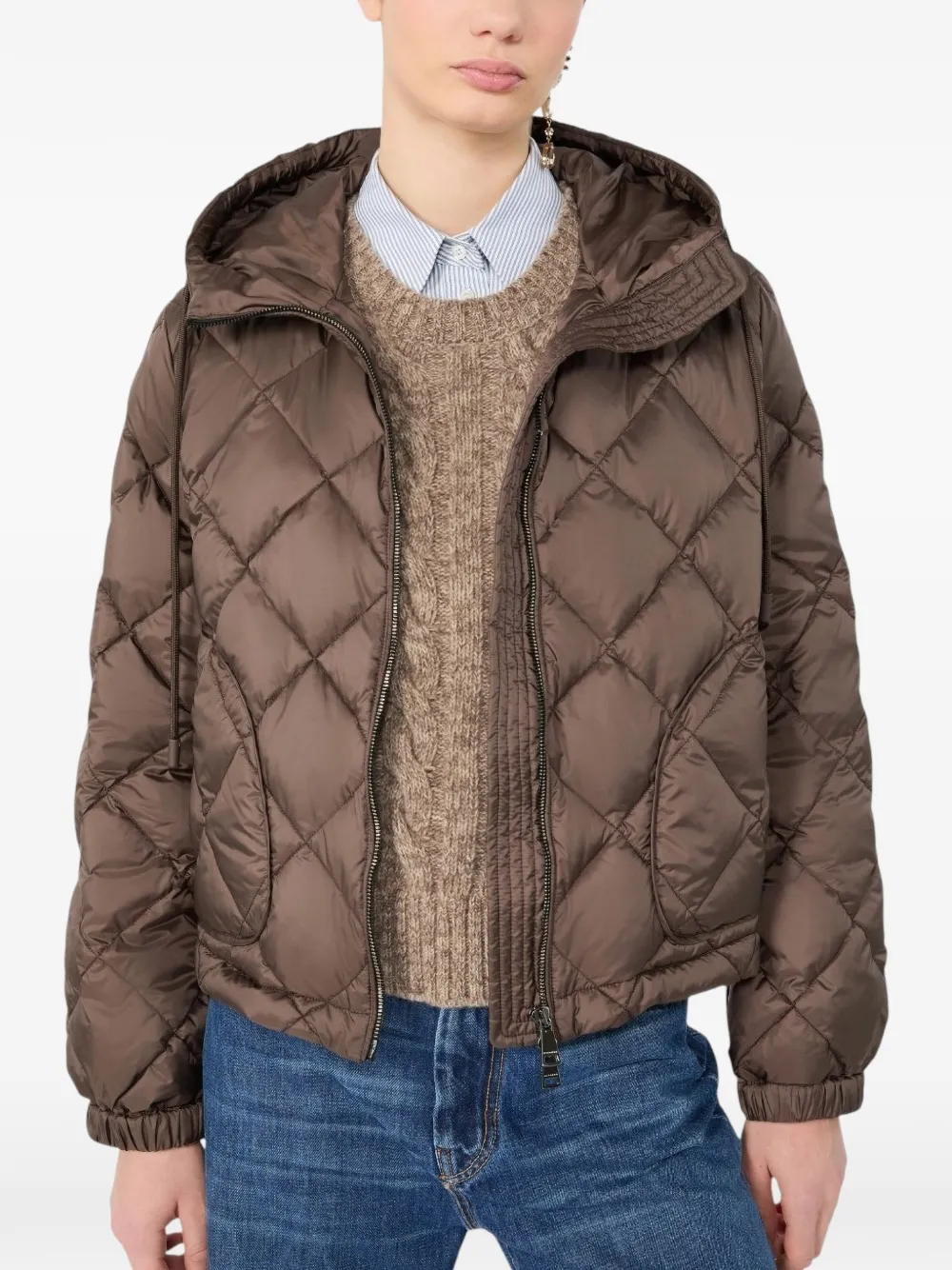 Weekend Max Mara Gewatteerd jack van waterafstotende geweven stof Bruin