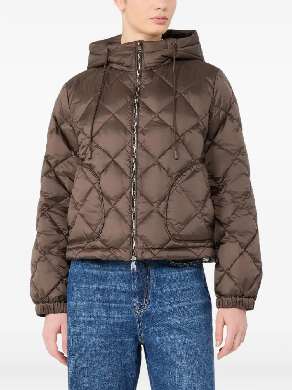 Weekend Max Mara Gewatteerd jack van waterafstotende geweven stof Bruin