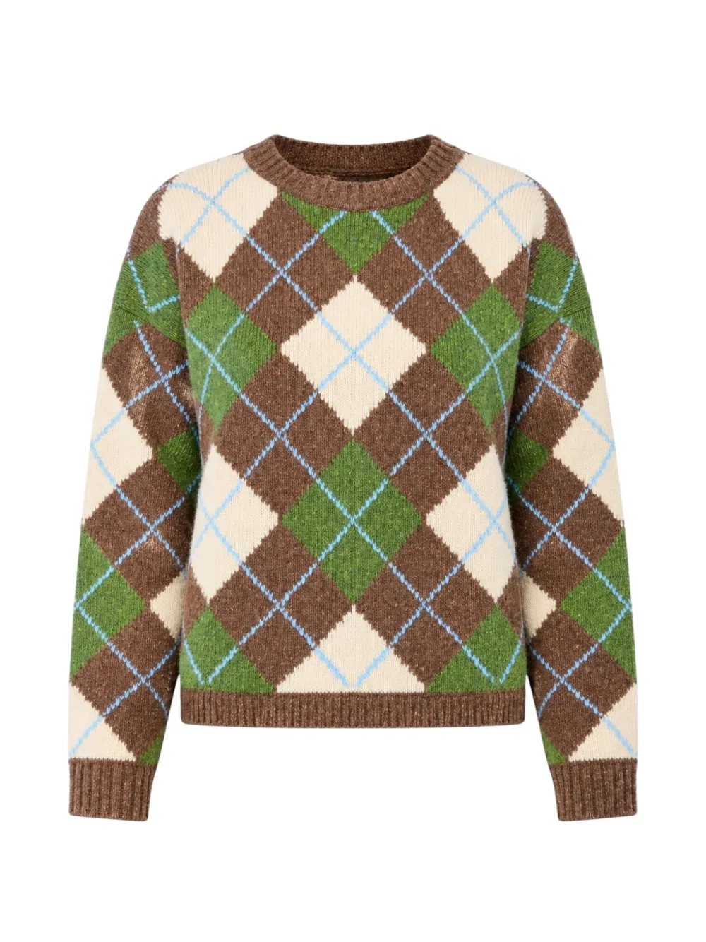 Weekend Max Mara jacquard-knit argyle sweater - Marrone