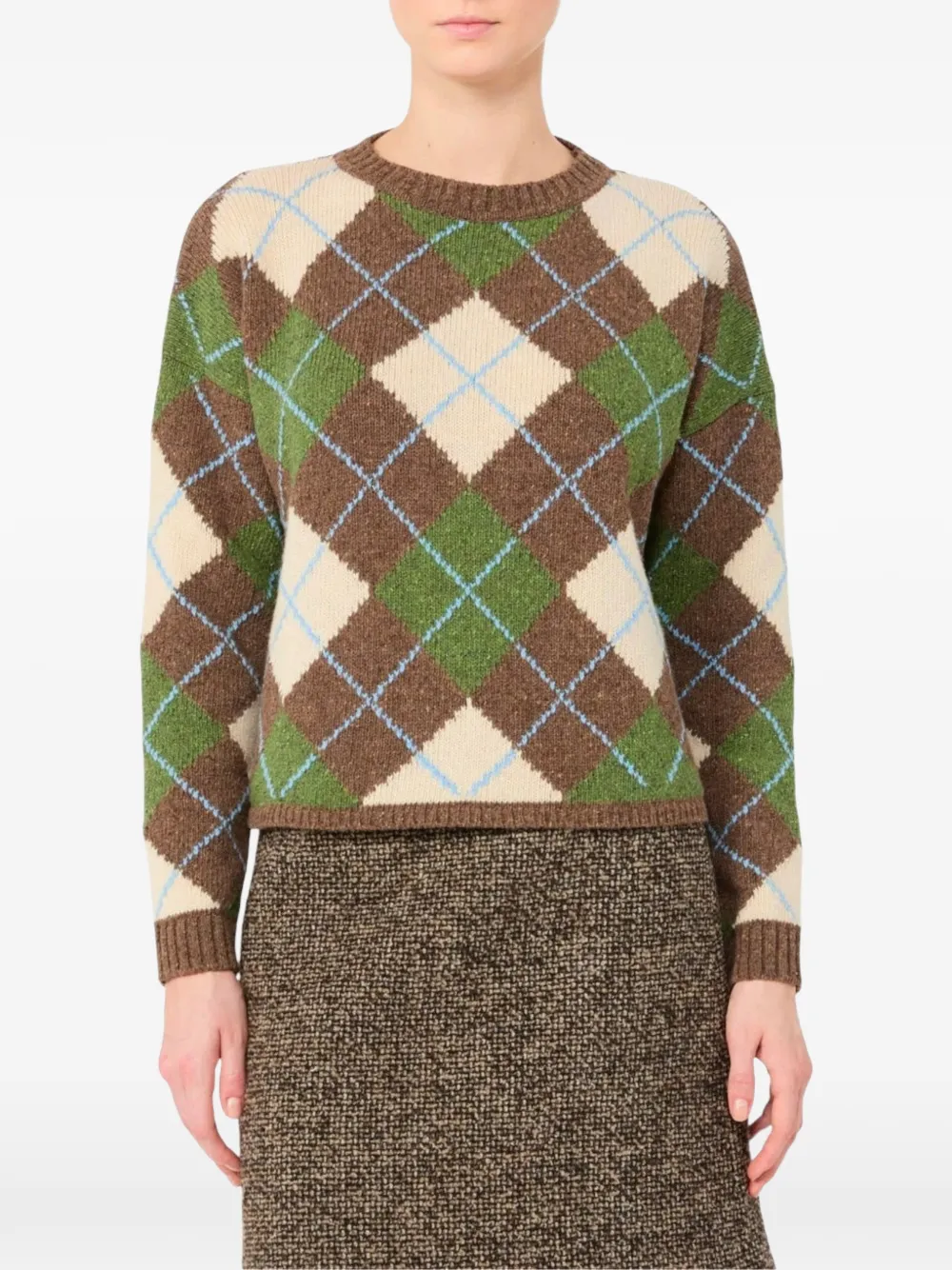 Weekend Max Mara Gebreide trui met argyle-jacquard Bruin