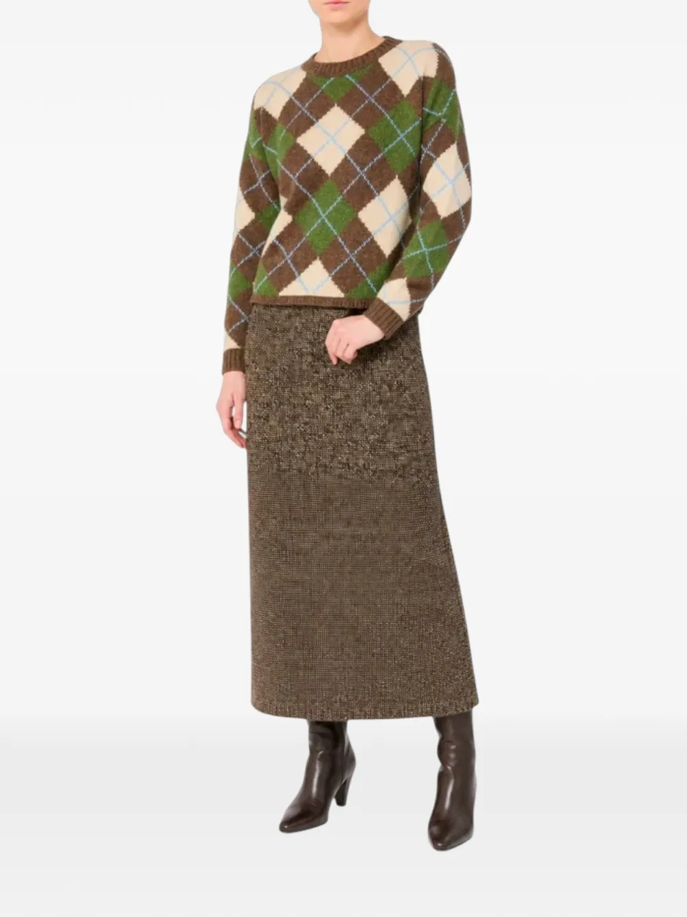 Weekend Max Mara Gebreide trui met argyle-jacquard Bruin