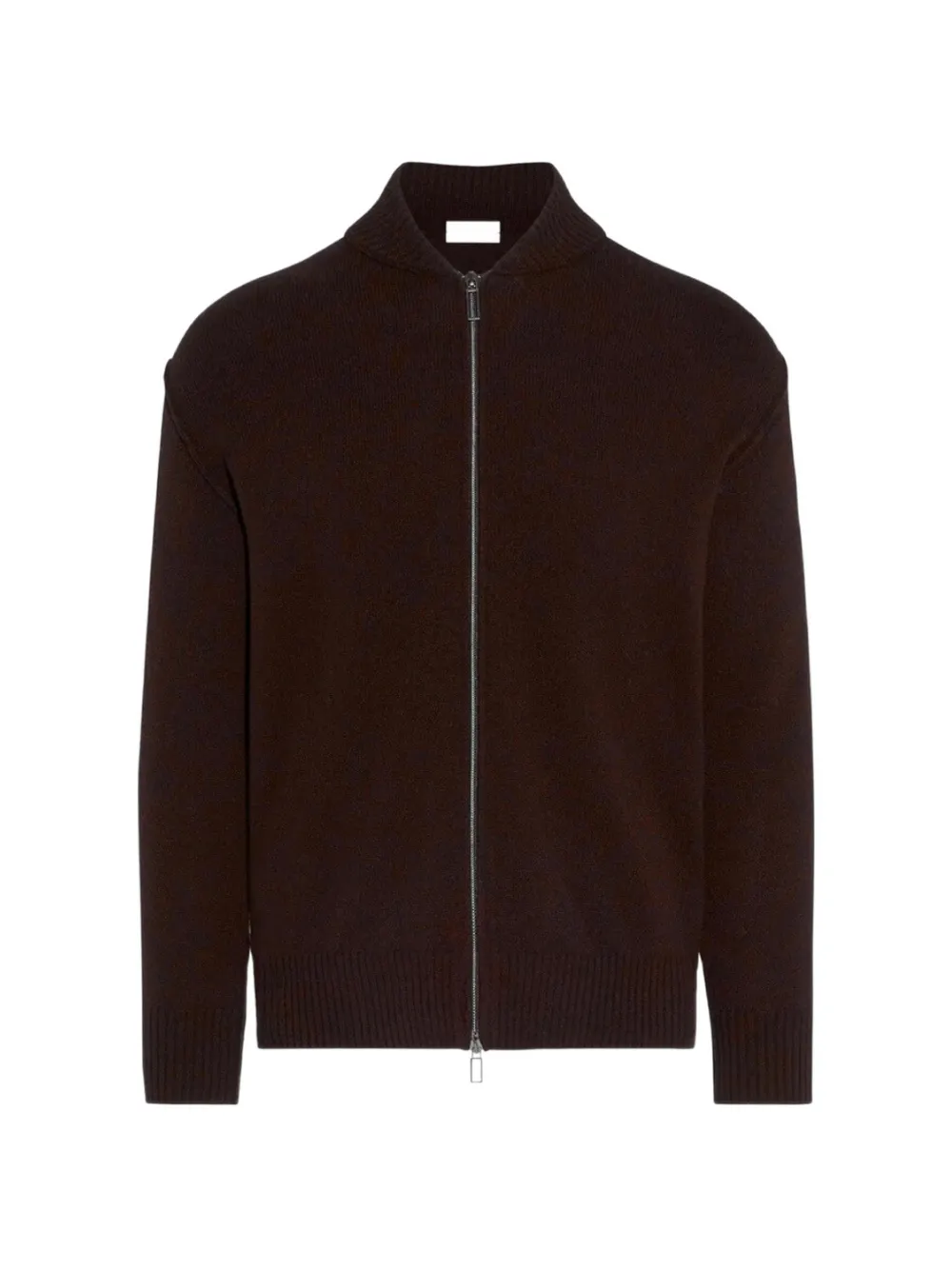 Paolo Pecora zip-up ribbed-trim cardigan - Brown