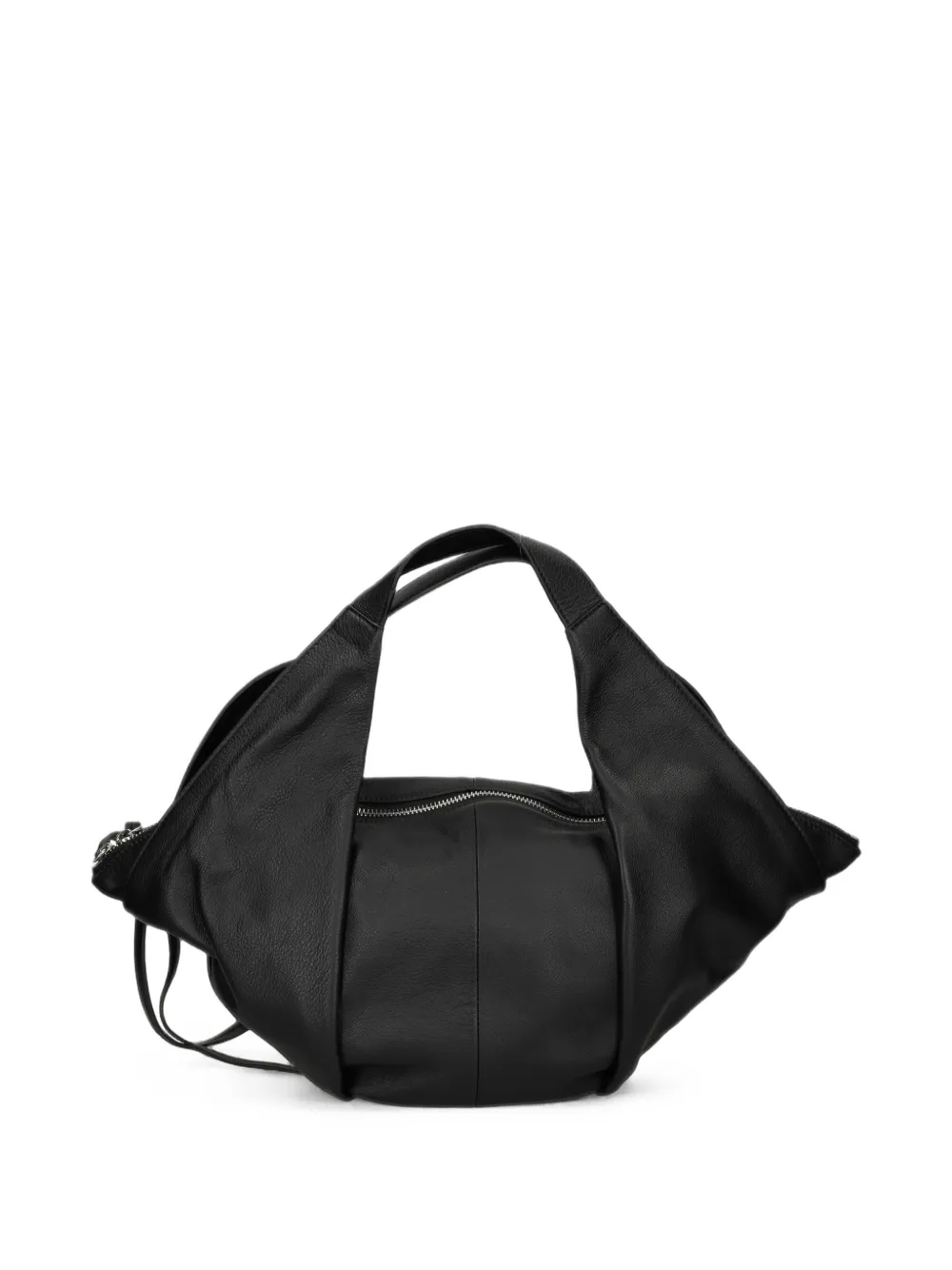 Vic Matie Gedrapeerde leren shopper met textuur Zwart