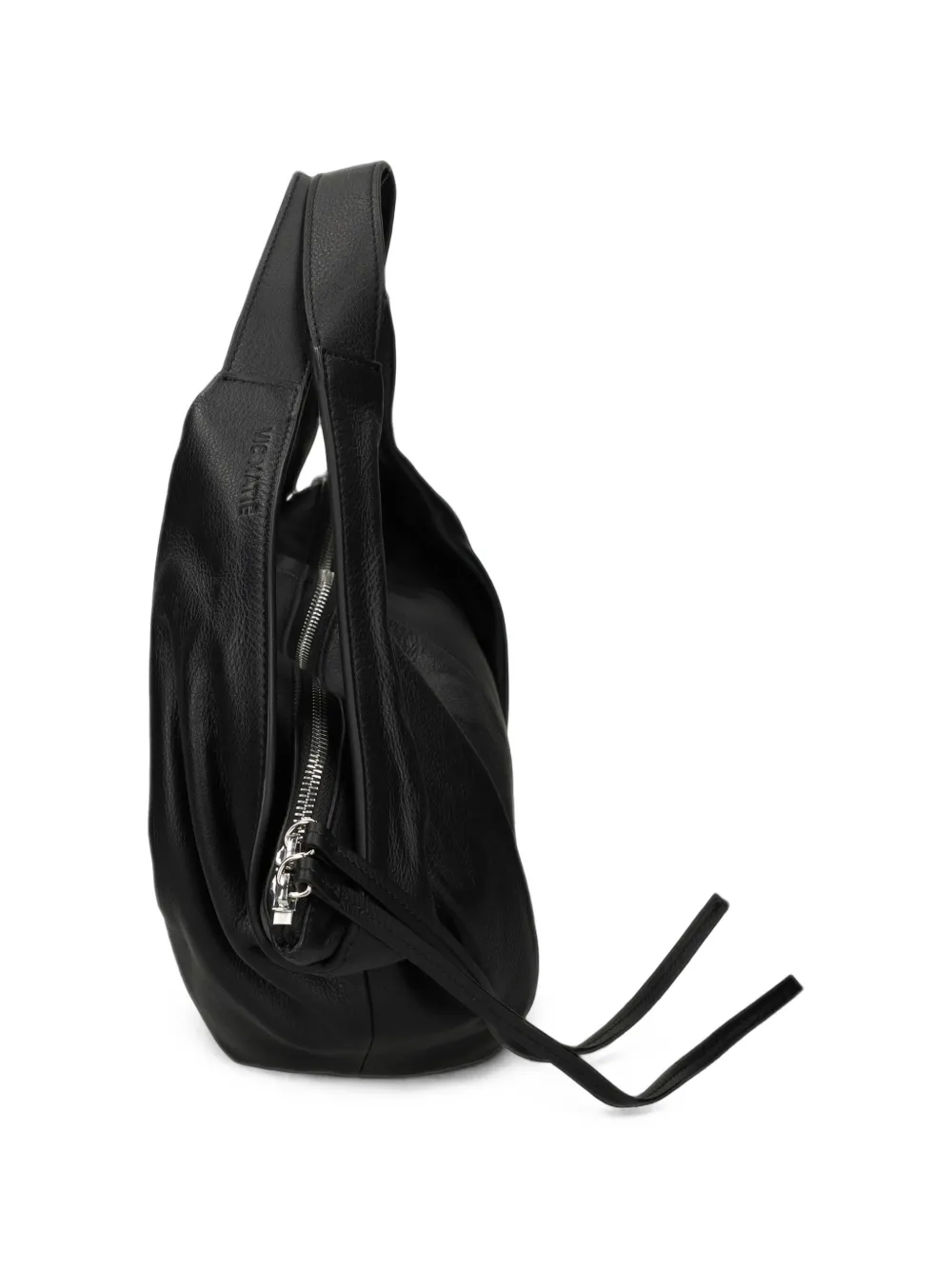 Vic Matie Gedrapeerde leren shopper met textuur Zwart