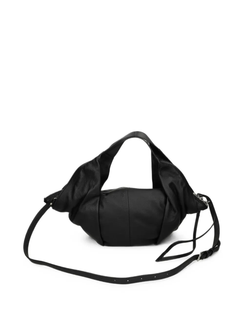 Vic Matie Gedrapeerde leren shopper met textuur Zwart