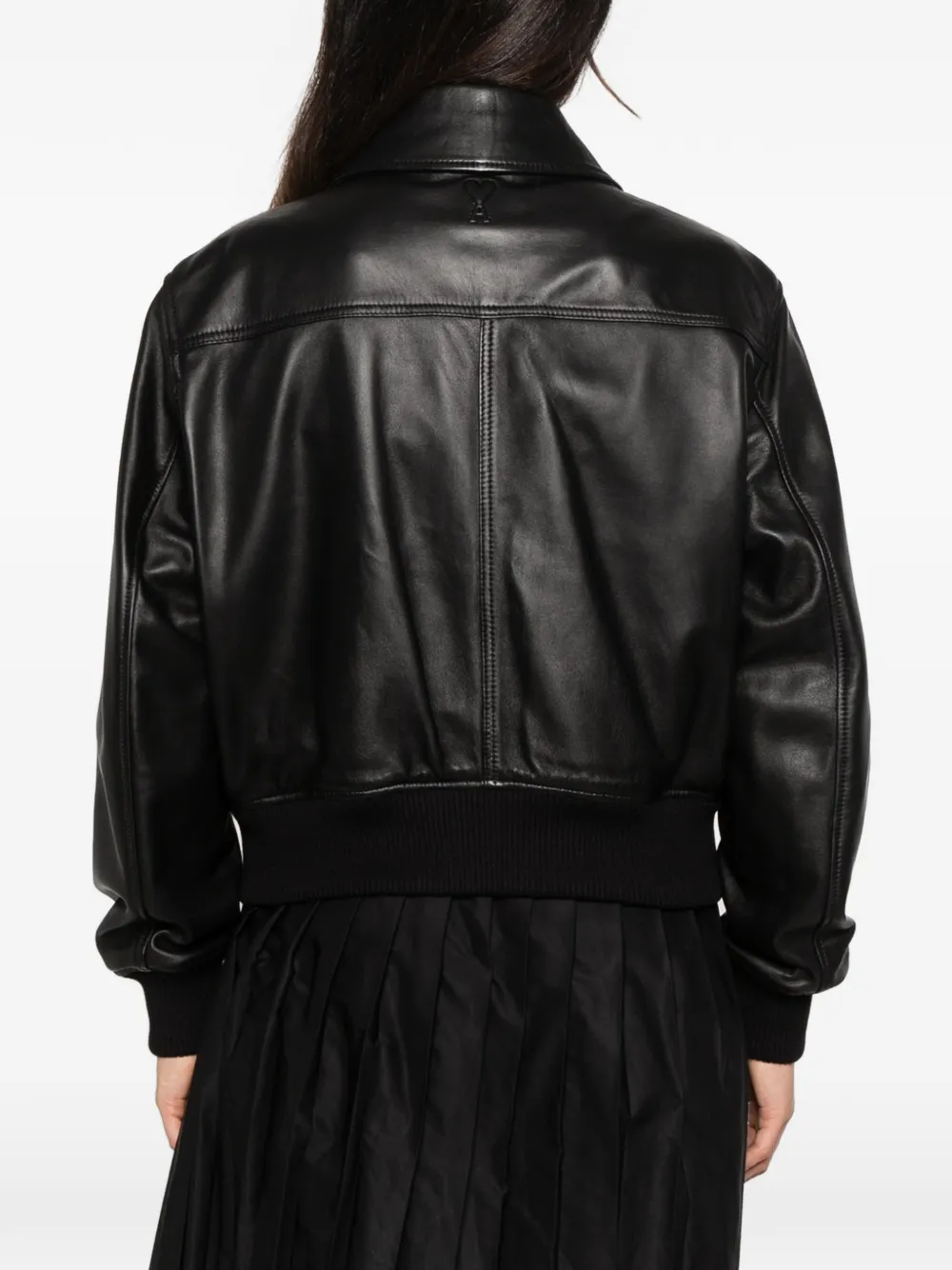 AMI Paris Ami de Coeur leather jacket Zwart