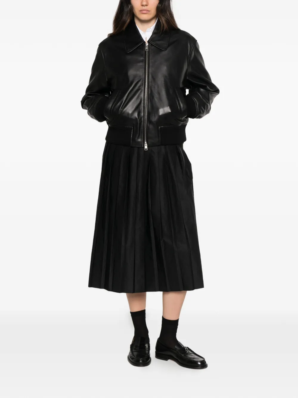 AMI Paris Ami de Coeur leather jacket Zwart