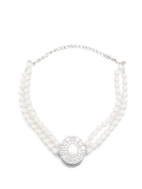 Self-Portrait pearl crystal-embellished choker