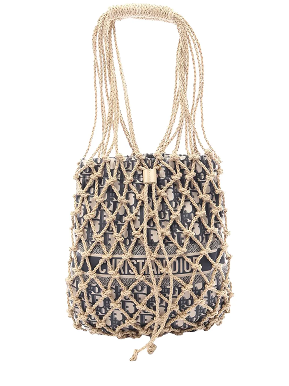 Christian Dior Pre-Owned 2020-2026 Woven Rope and Oblique Technical Fabric Net Bag shoulder bag - Nude