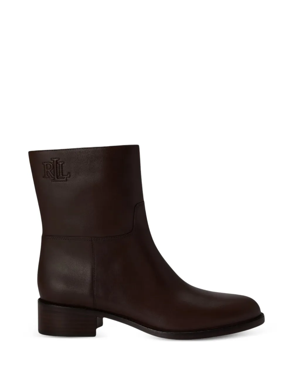 Lauren Ralph Lauren Kyle logo-embossed leather ankle boots - Marrone