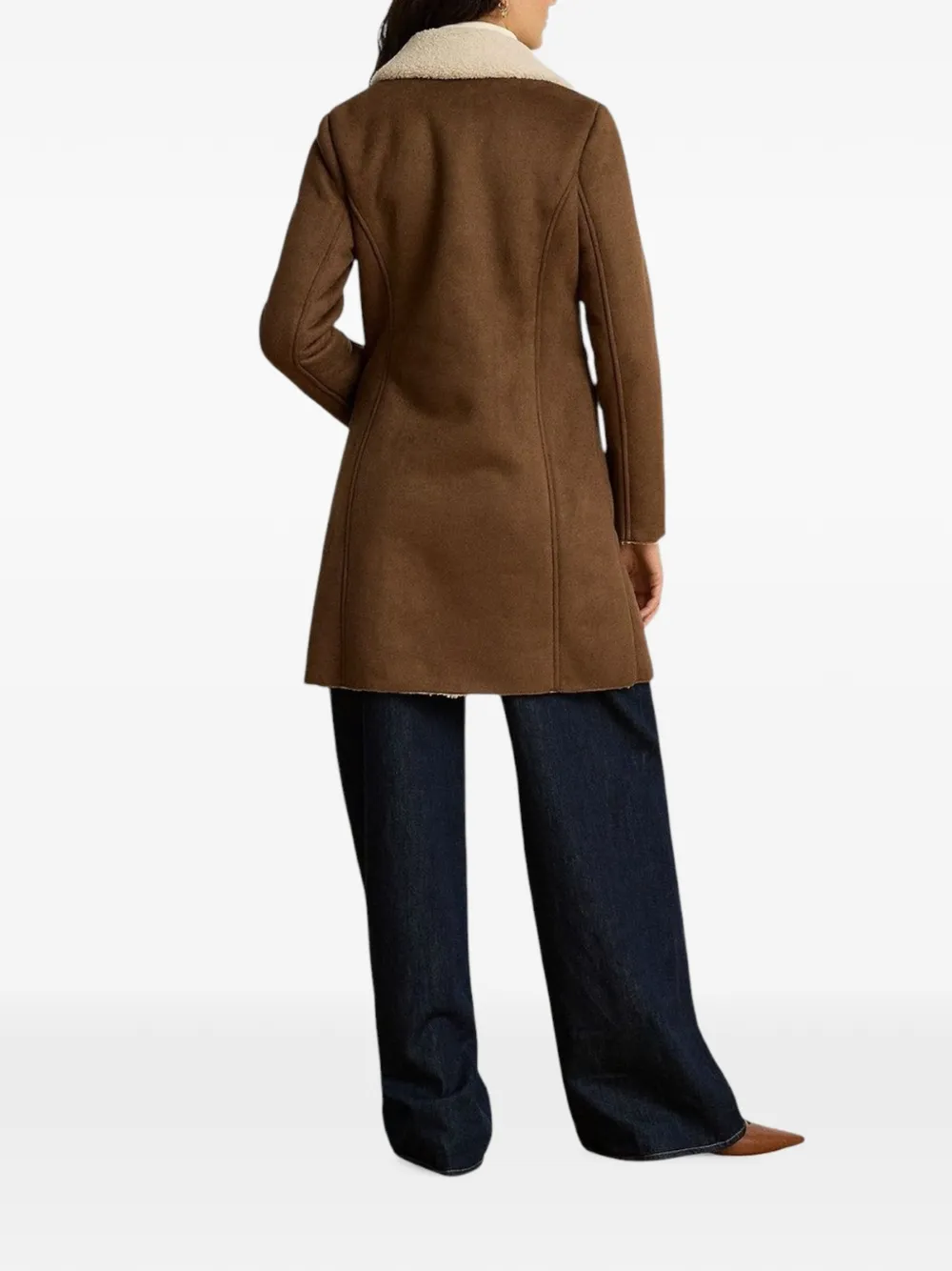 Lauren Ralph Lauren Jas met gekerfde revers en lammy-effect Bruin