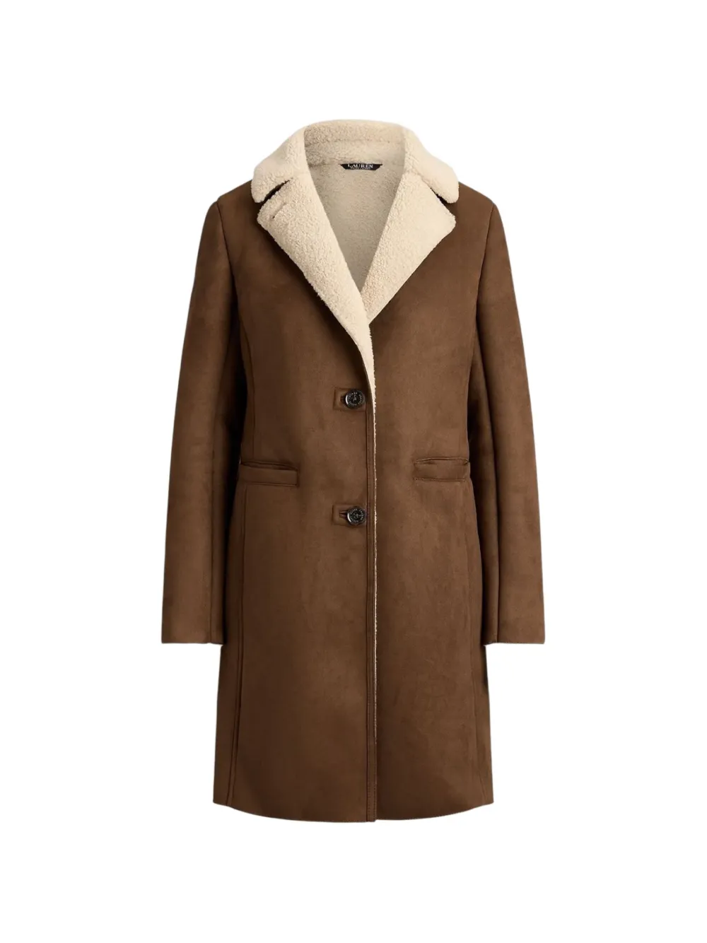 Lauren Ralph Lauren shearling-effect notch-lapel coat - Marron Lauren Ralph Lauren shearling-effect notch-lapel coat - Marron