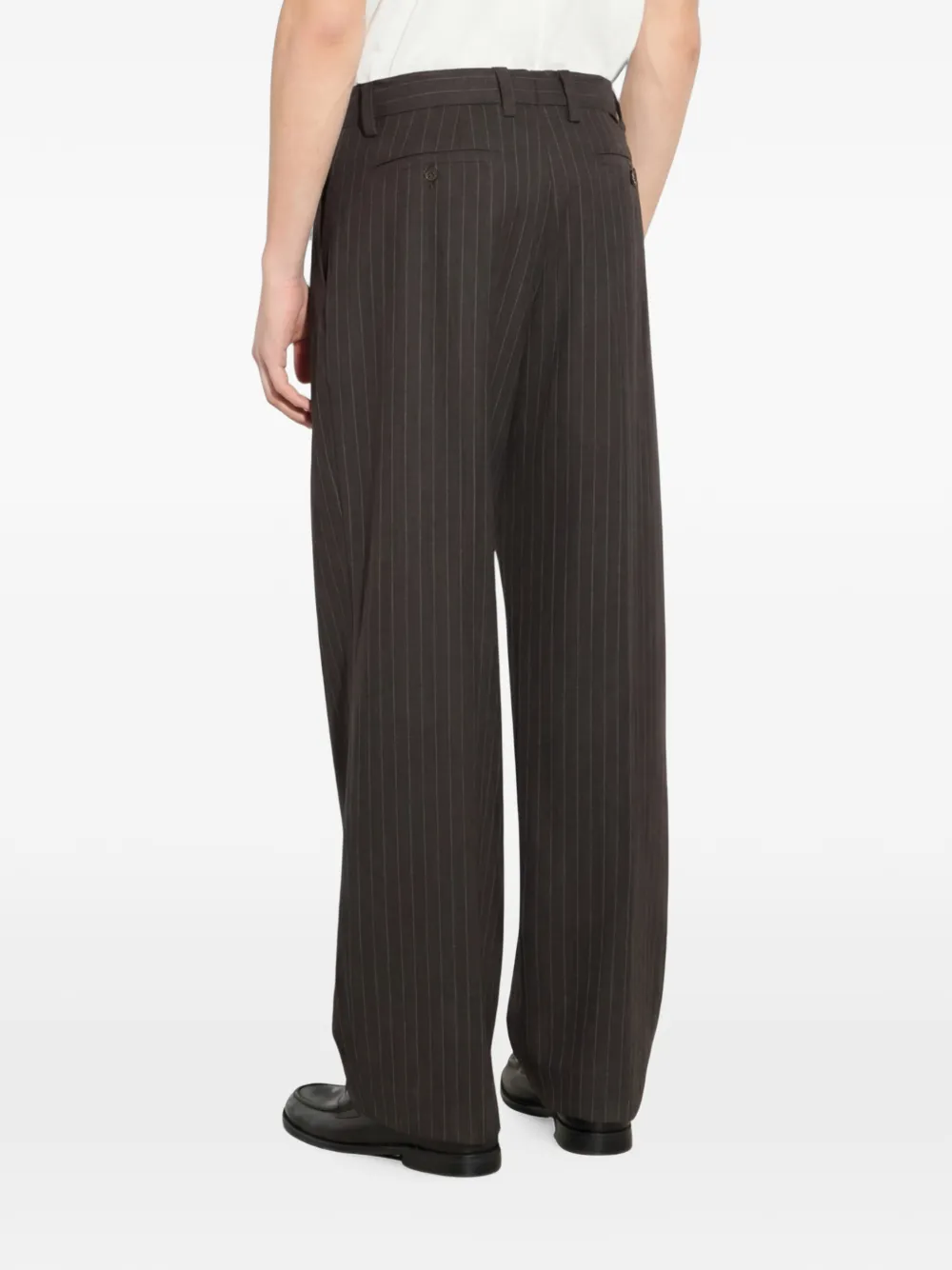 Paolo Pecora Geplooide pantalon met krijtstreep Bruin