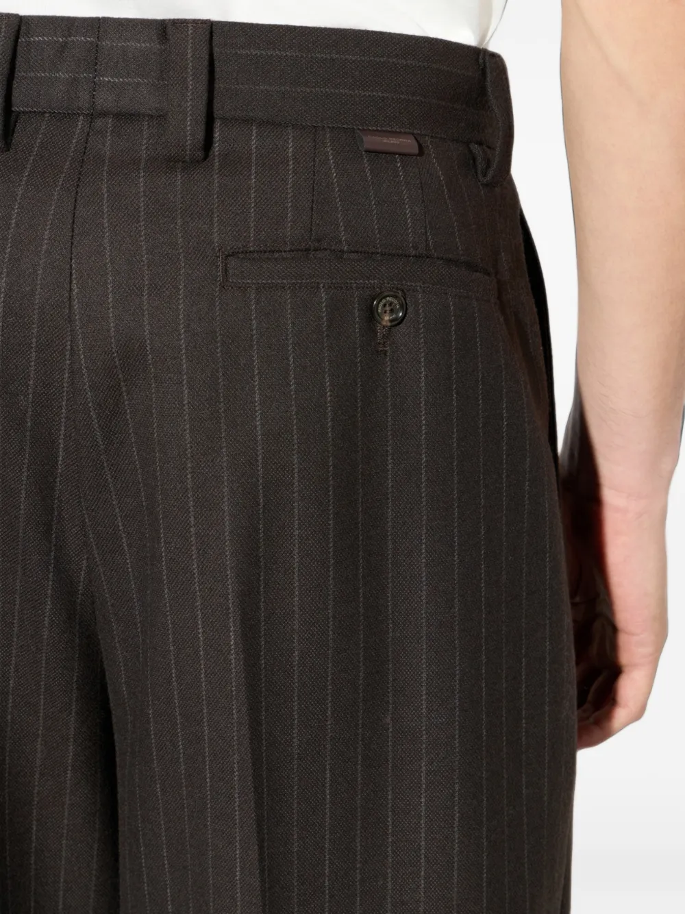 Paolo Pecora Geplooide pantalon met krijtstreep Bruin