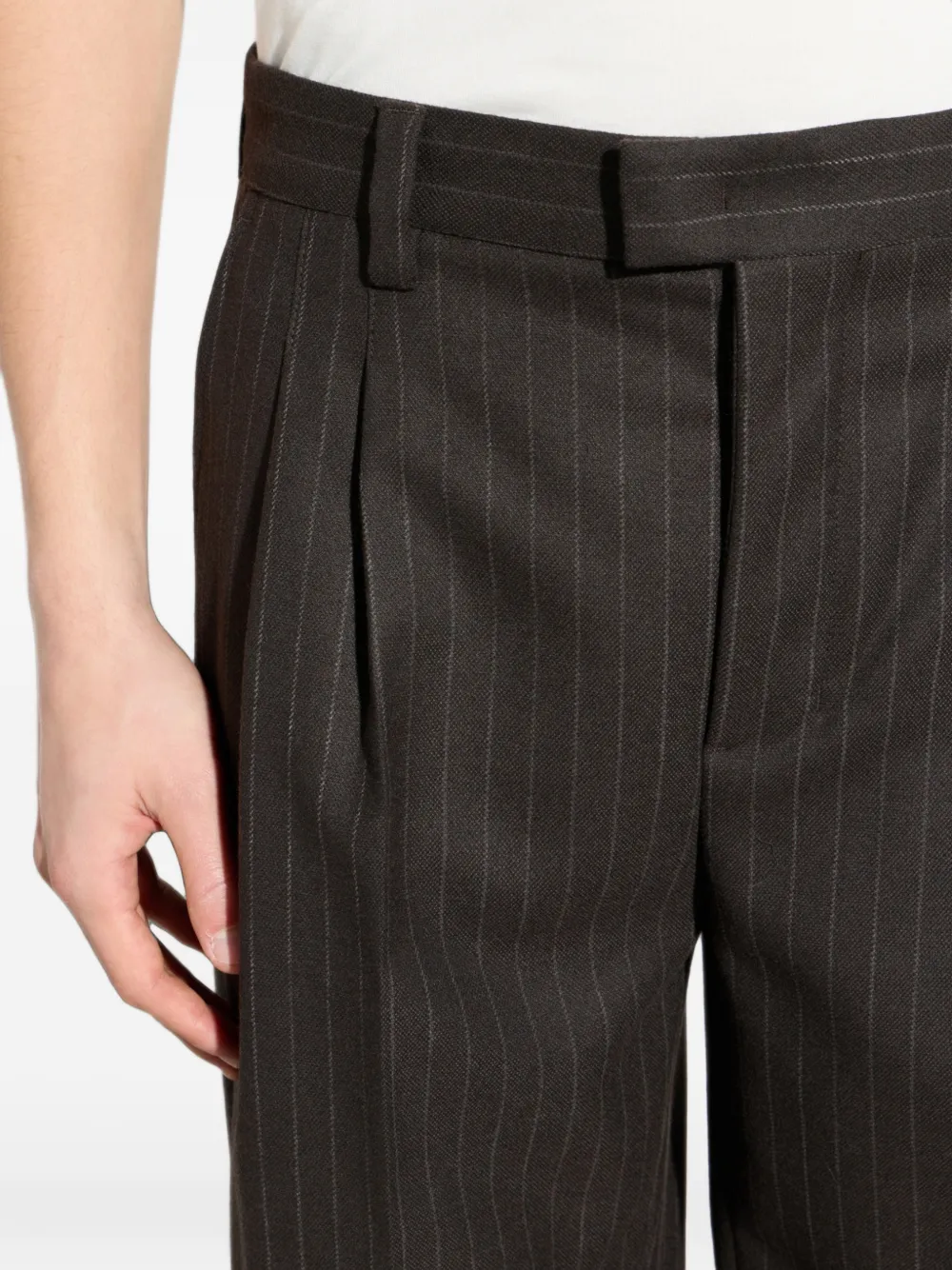 Paolo Pecora Geplooide pantalon met krijtstreep Bruin