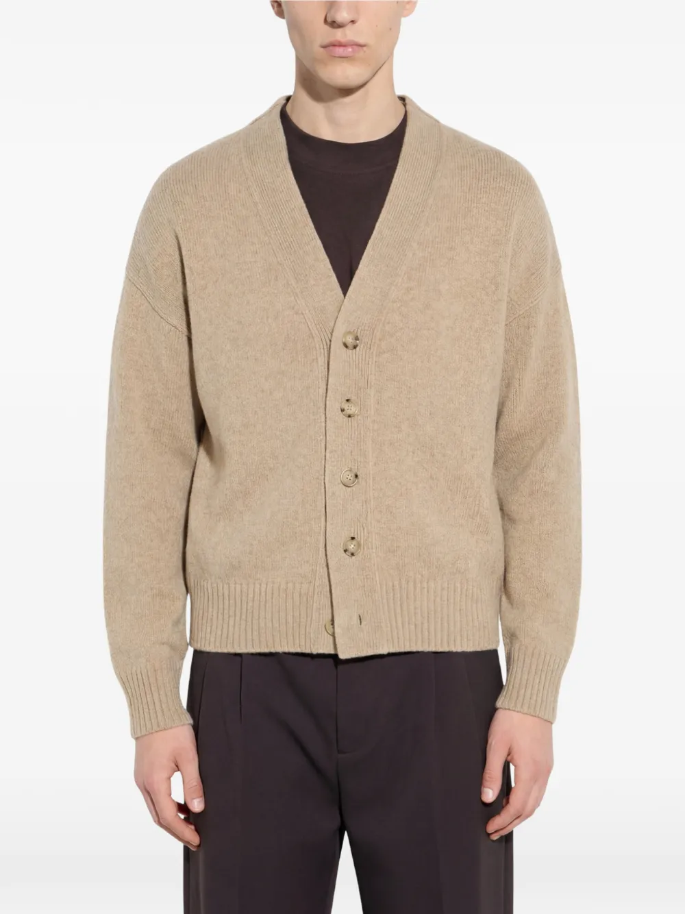 Paolo Pecora V-neck button-up cardigan - Tons neutres Paolo Pecora V-neck button-up cardigan - Tons neutres