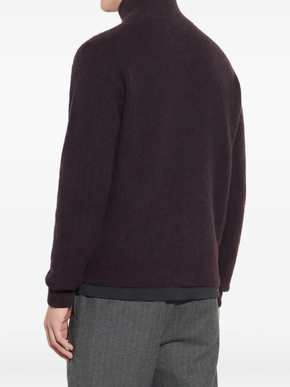 Paolo Pecora Vest met hoge hals en chevron-patroon Paars