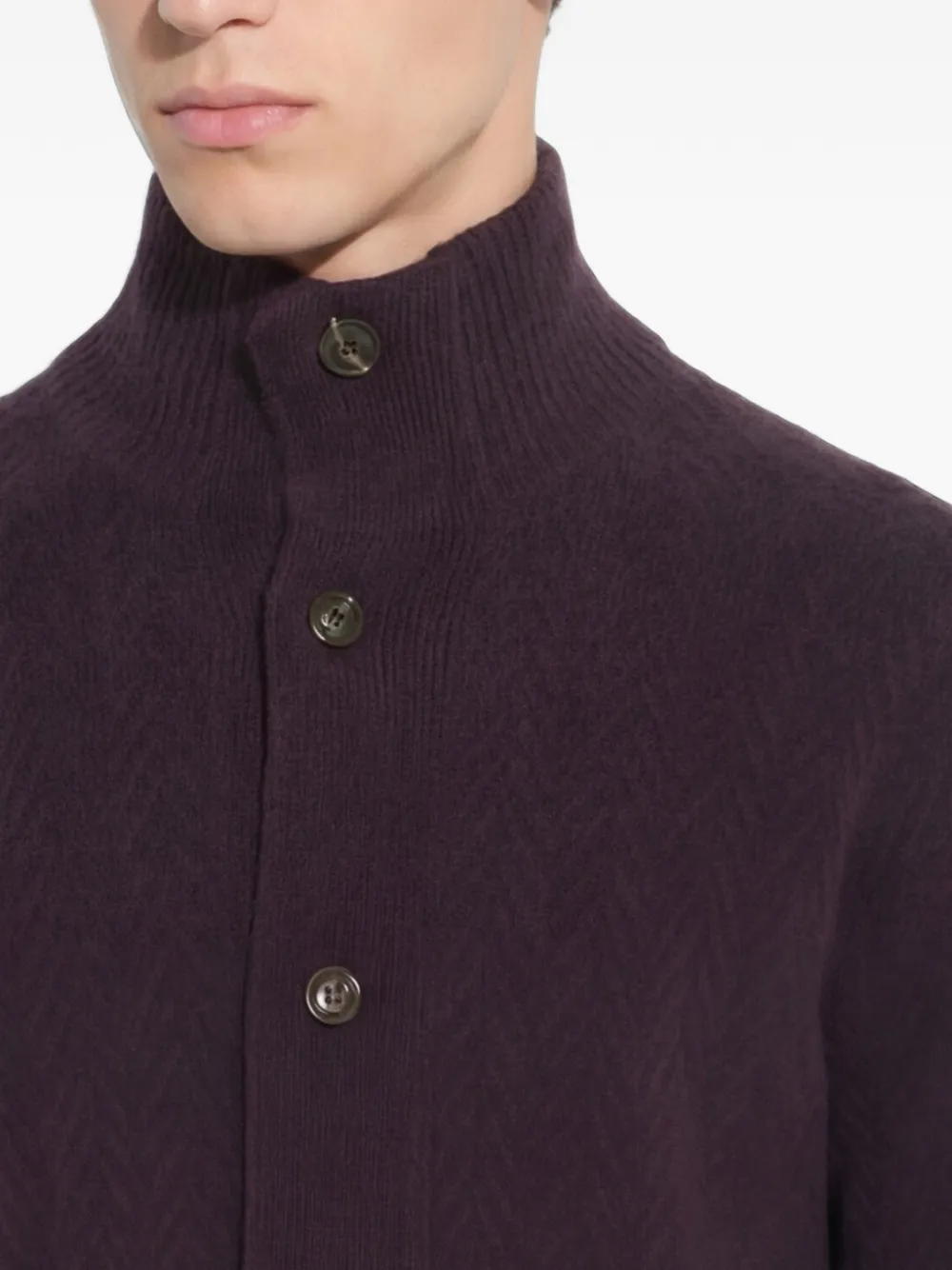 Paolo Pecora Vest met hoge hals en chevron-patroon Paars