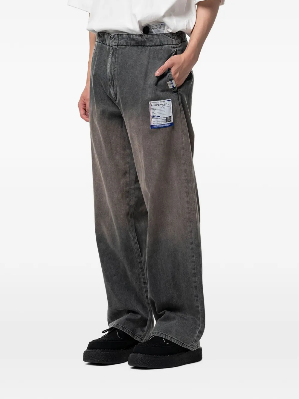 Maison MIHARA YASUHIRO Sun broek met wijde pijpen en visgraatpatroon Grijs