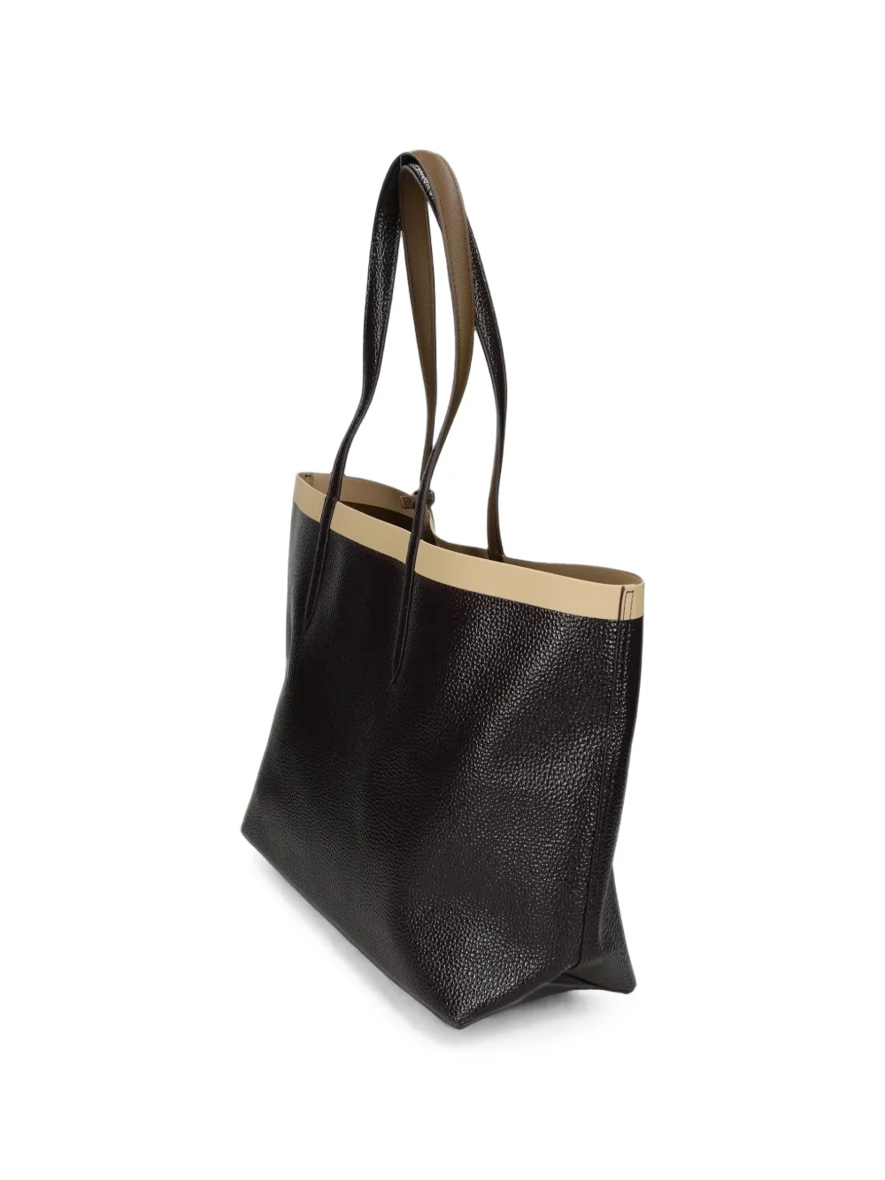 Lacoste grainy-effect contrast-trim tote bag Bruin