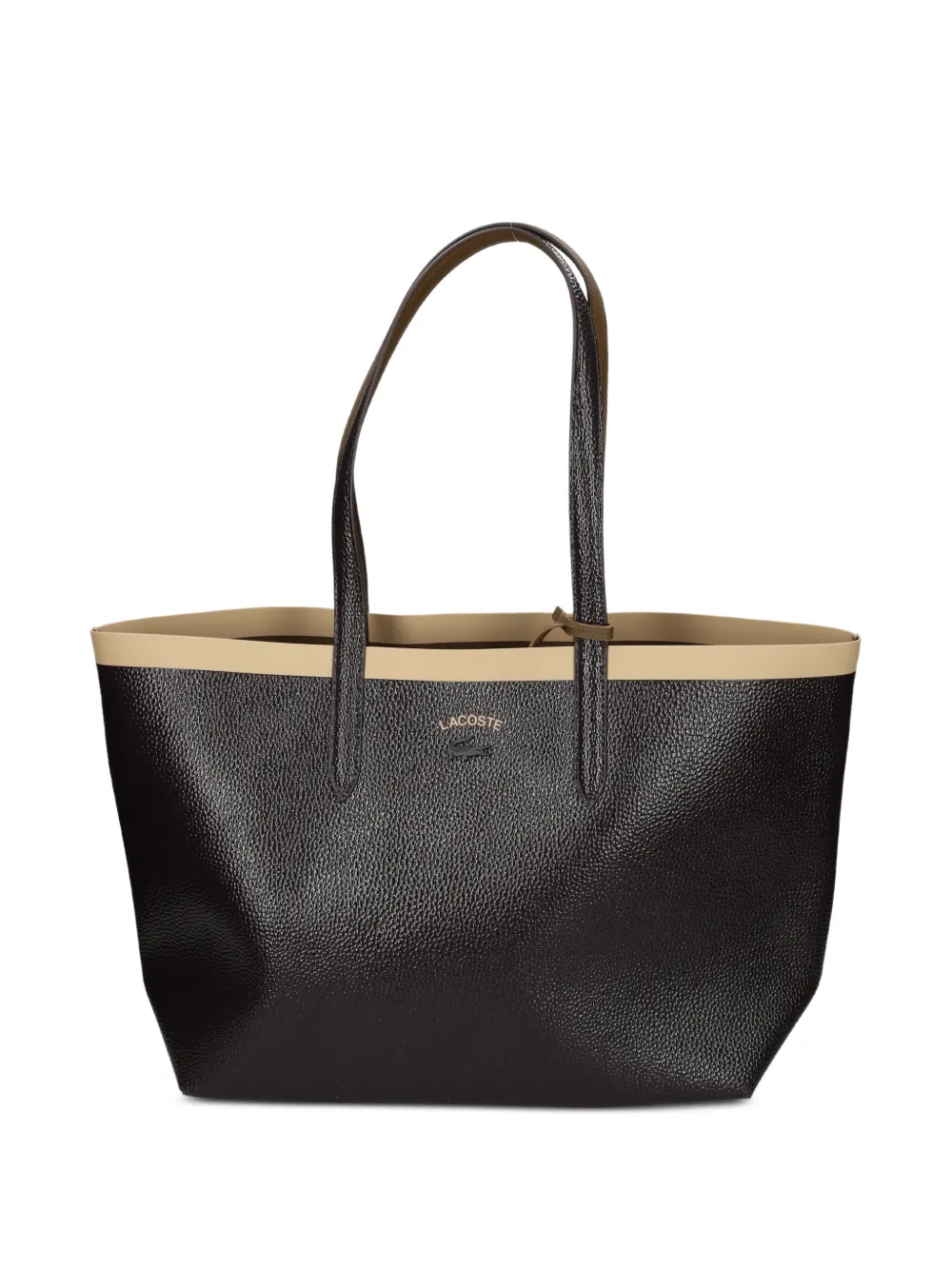 Lacoste grainy-effect contrast-trim tote bag - Marrone