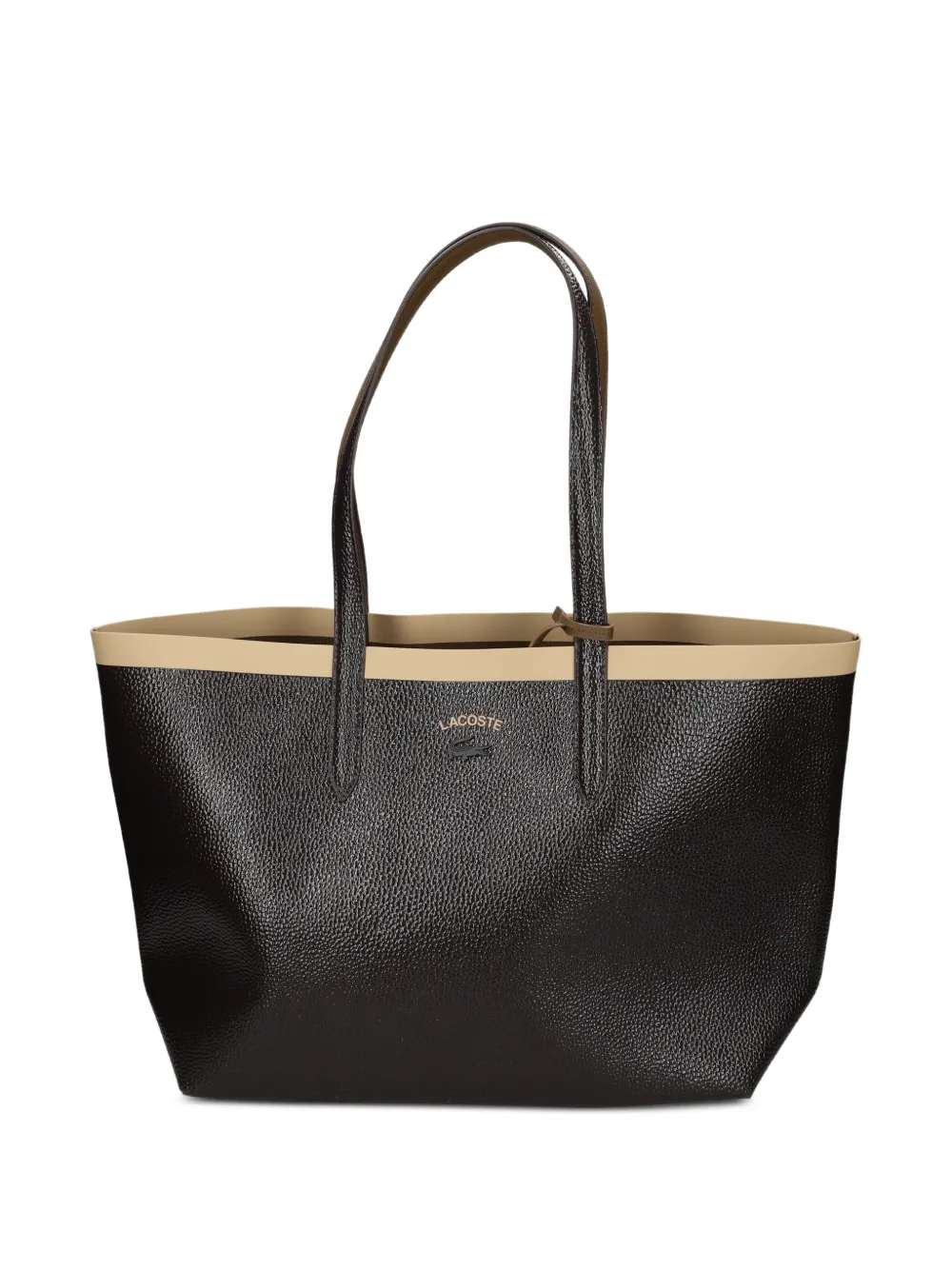 Lacoste Shopper met contrasterende afwerking en korrelig effect Bruin