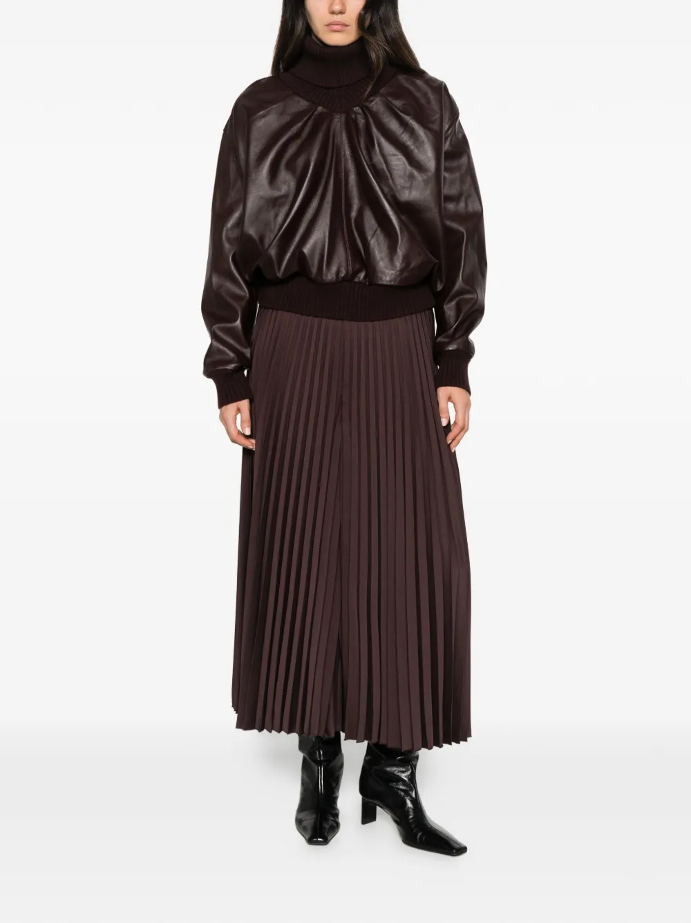 JOSEPH Ella pleated cropped trousers Bruin