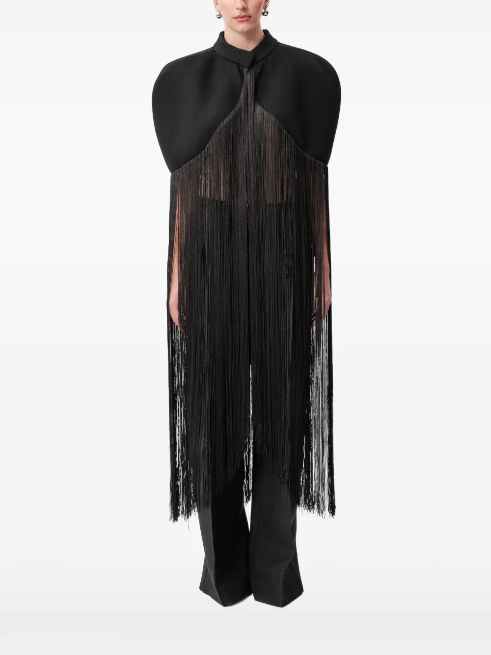 CONCEPTO Raven fringe-trimmed cape