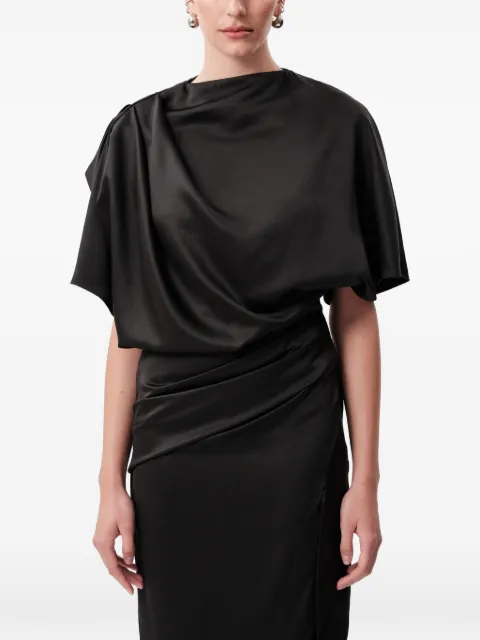 CONCEPTO Void asymmetric-drape straight-skirt midi dress