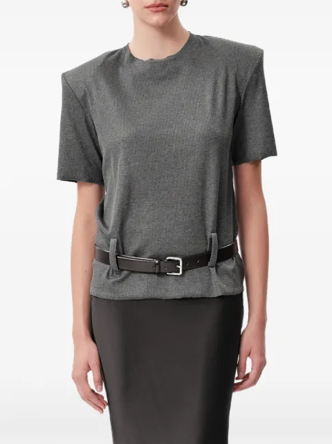 CONCEPTO Coal padded-shoulder belted T-shirt