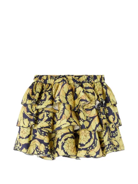 Versace Kids Barocco-print ruffled skirt