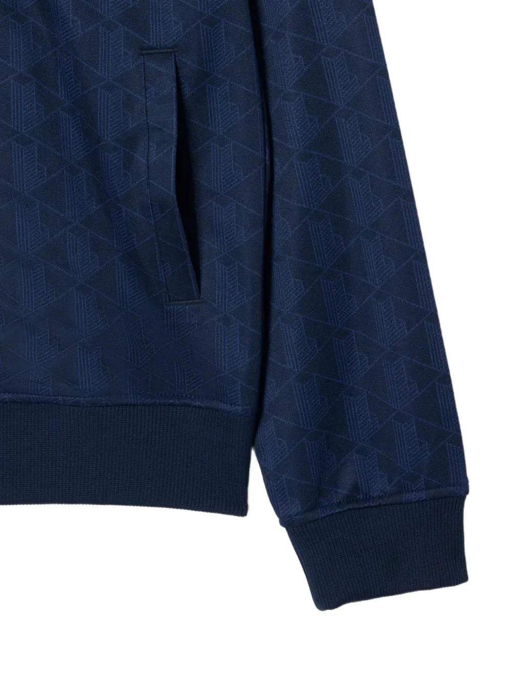 Lacoste monogram-print zip-up sweater Blauw