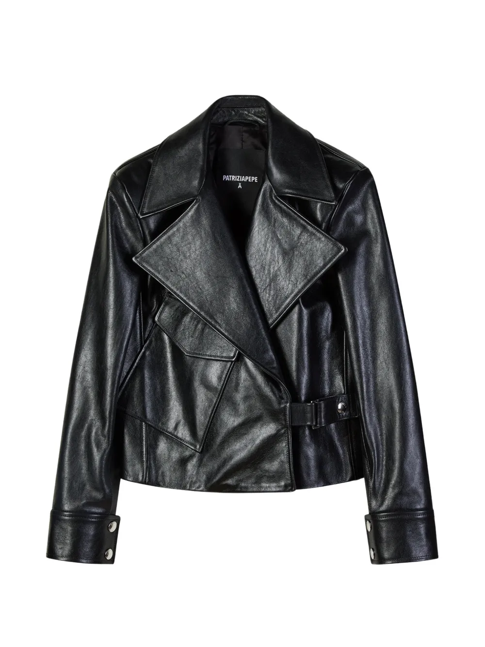 Patrizia Pepe oversized leather biker jacket - Nero