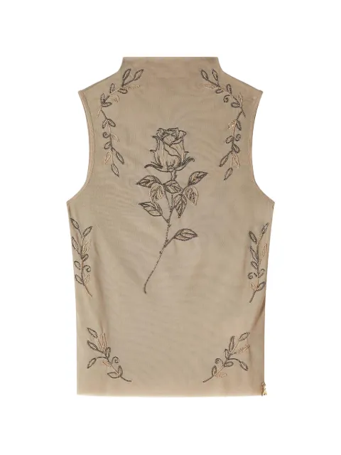 Patrizia Pepe rose-embellished sleeveless top
