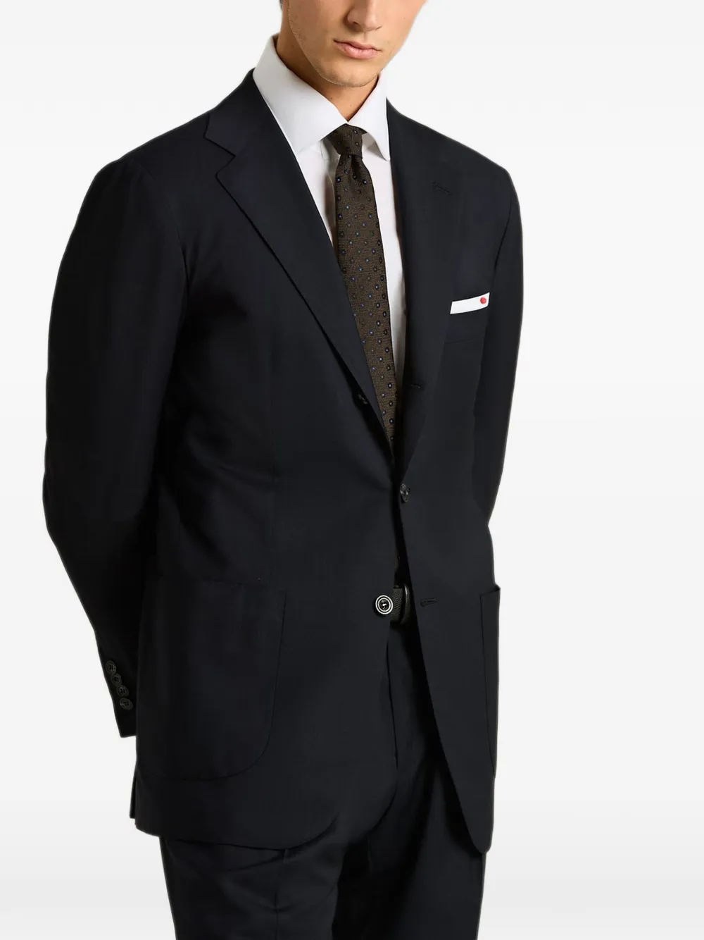 Kiton Stropdas met stippen Bruin