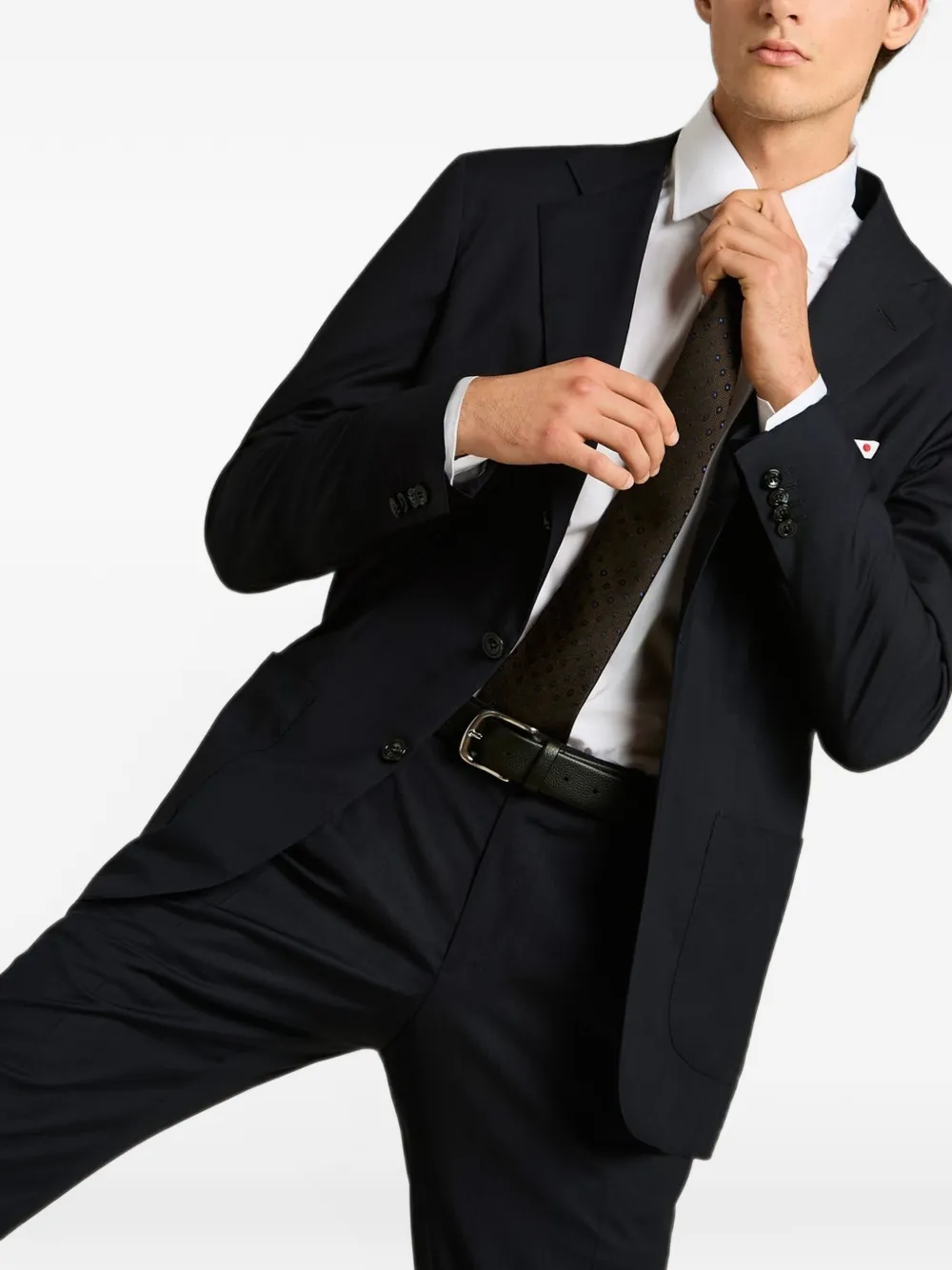 Kiton Stropdas met stippen Bruin