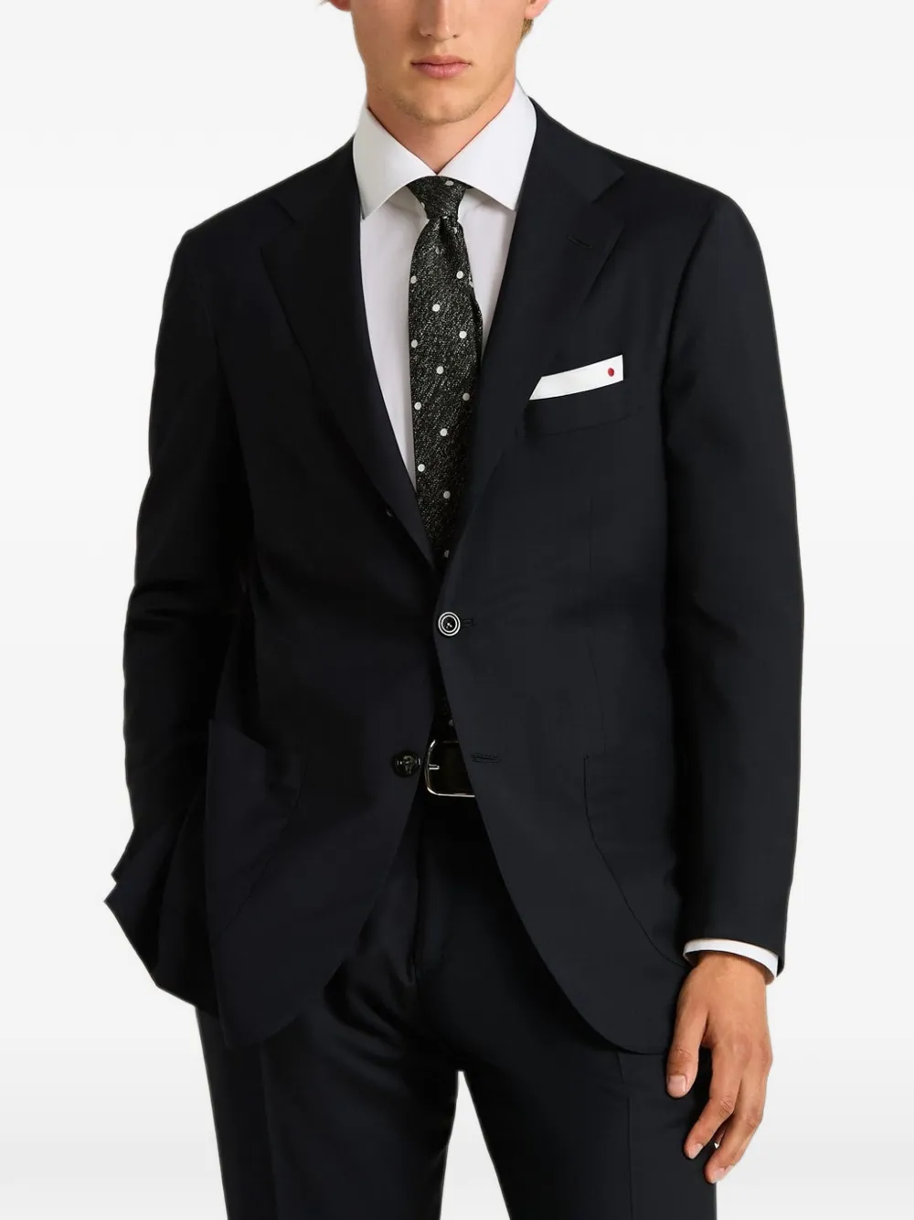 Kiton Stropdas met stippen Zwart